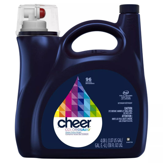 Cheer HE Liquid Laundry Detergent, 96 Loads 150 oz Colorguard