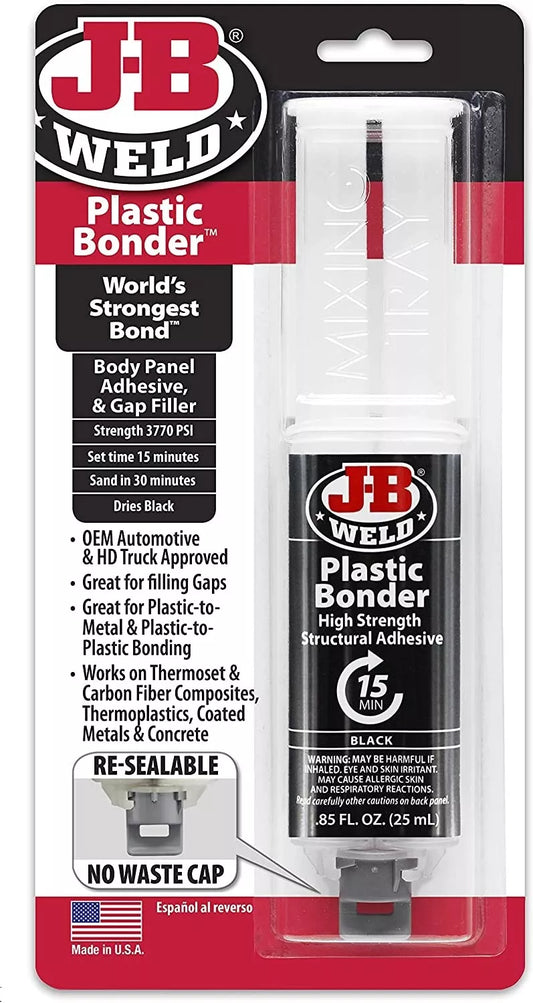 JB Weld Plastic Weld Quick Setting Epoxy Syringe Bonder Repair Glue Black